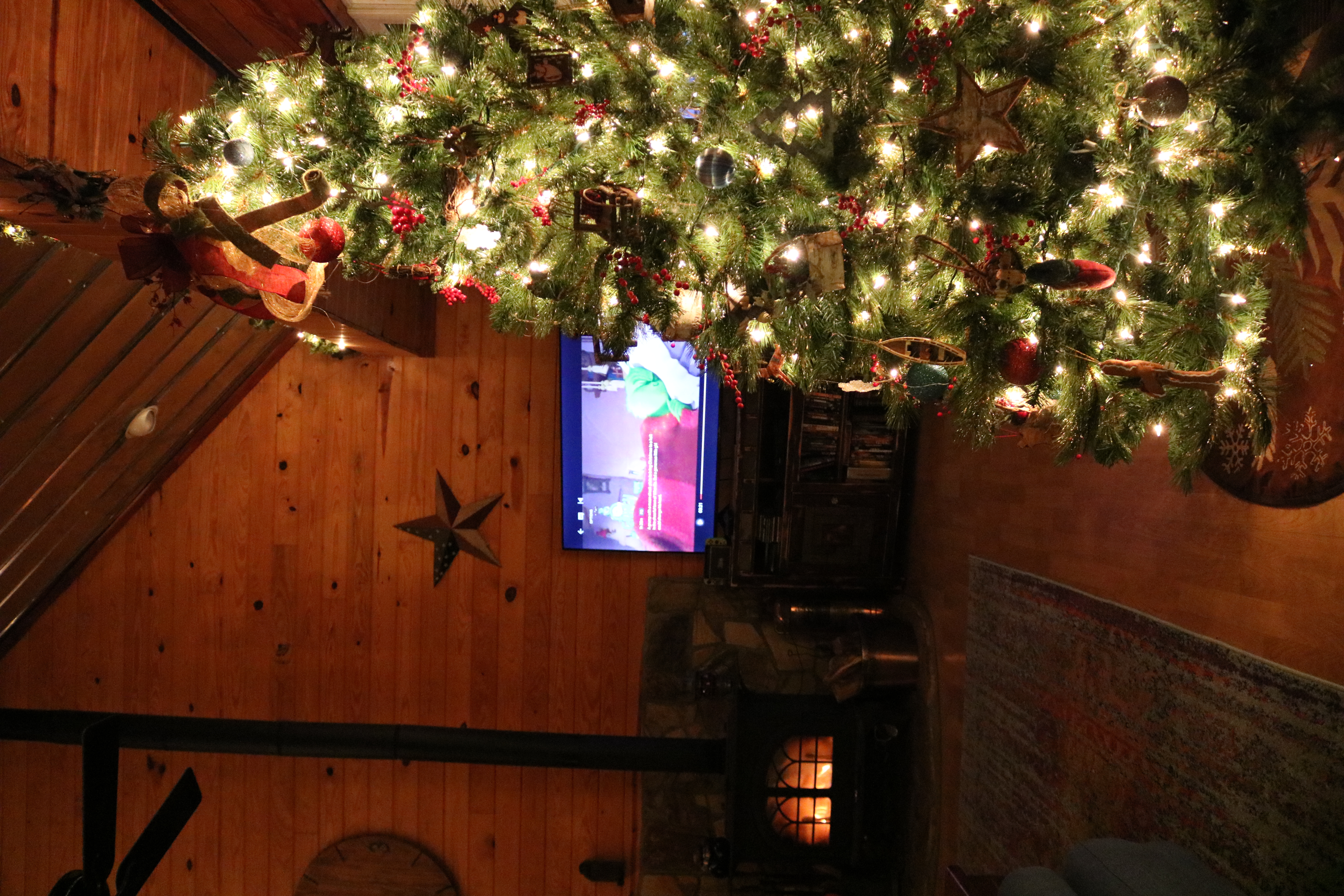 Christmas tree at Compass Creek Cabin